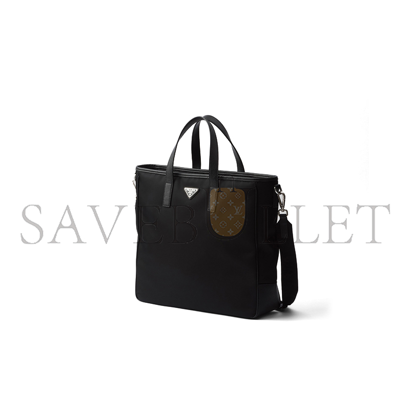 Pra*a re-nylon and saffiano leather tote bag 2vg064 (36*34*10cm)